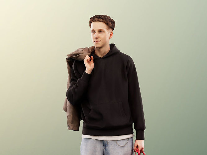 Max 13123 - Standing Casual Young Man With Bag Low-poly 3D model