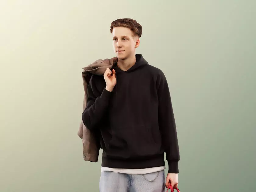 Max 13123 - Standing Casual Young Man With Bag Low-poly 3D model_0