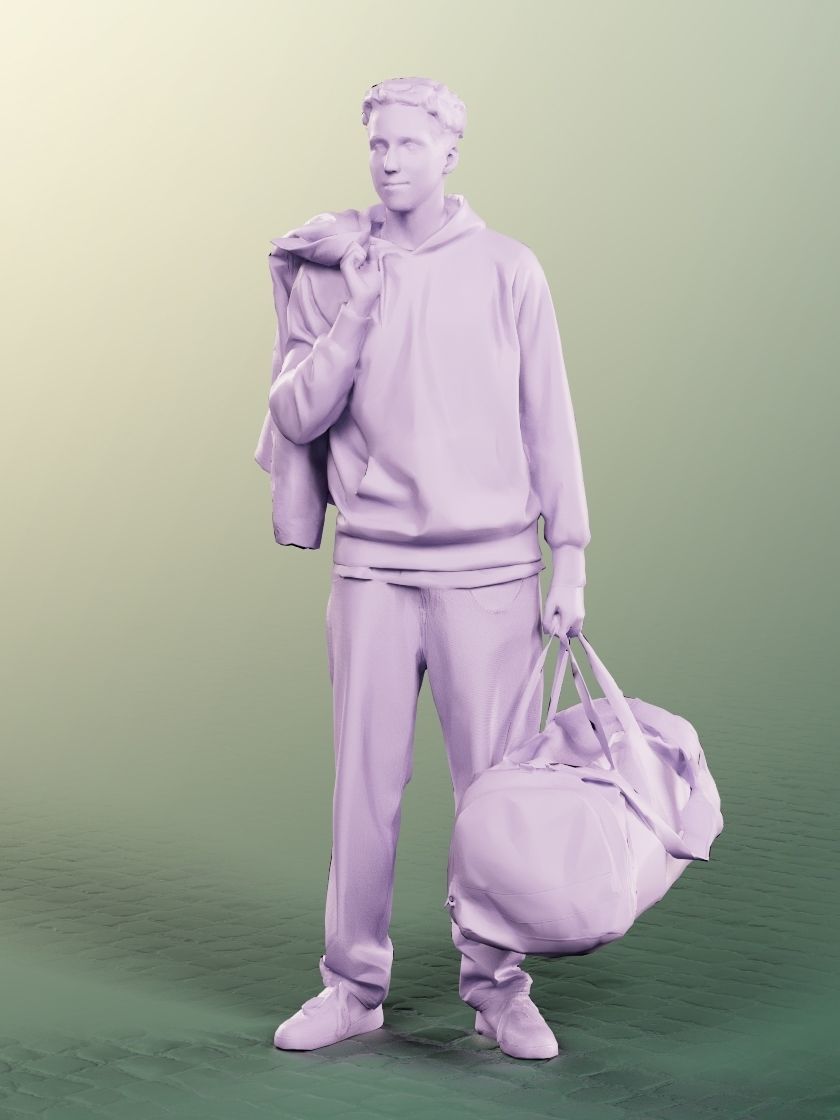 Max 13123 - Standing Casual Young Man With Bag Low-poly 3D model_4