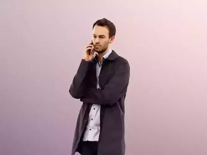 Fabio 13066 - Standing Casual Man Phone Call Low-poly 3D model