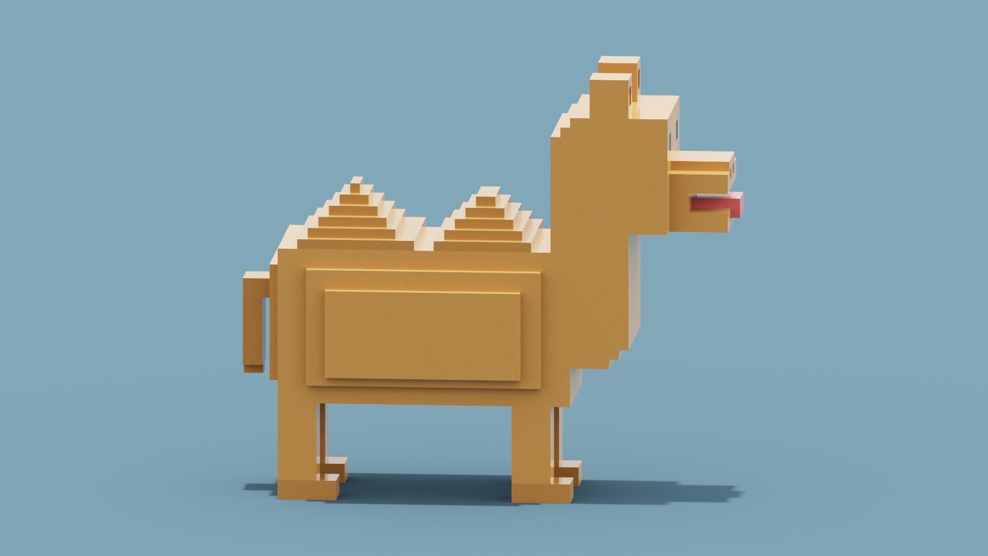Voxel Camel Low-poly 3D model_9