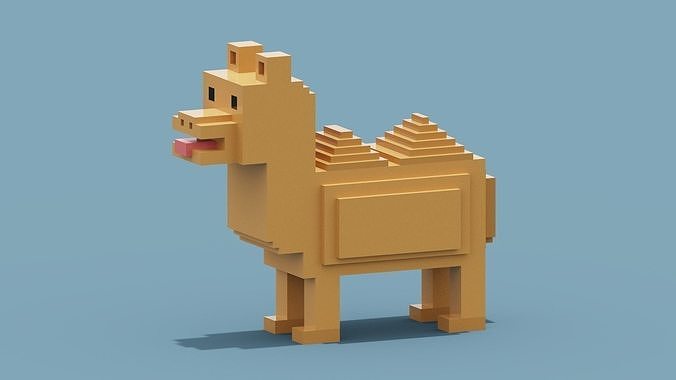 Voxel Camel Low-poly 3D model