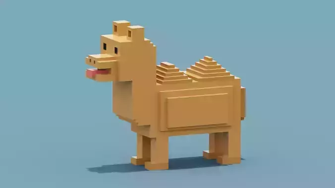 Voxel Camel Low-poly 3D model