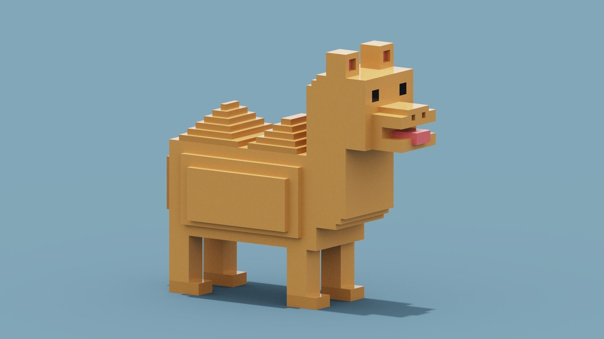 Voxel Camel Low-poly 3D model_10