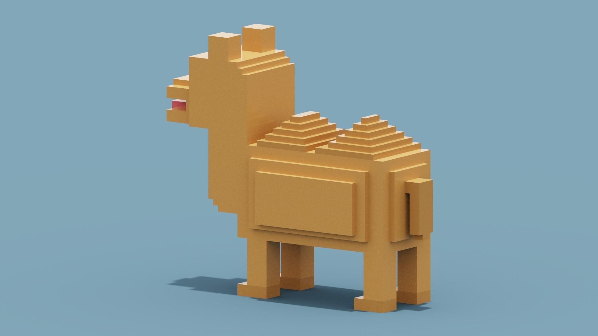 Voxel Camel Low-poly 3D model_5