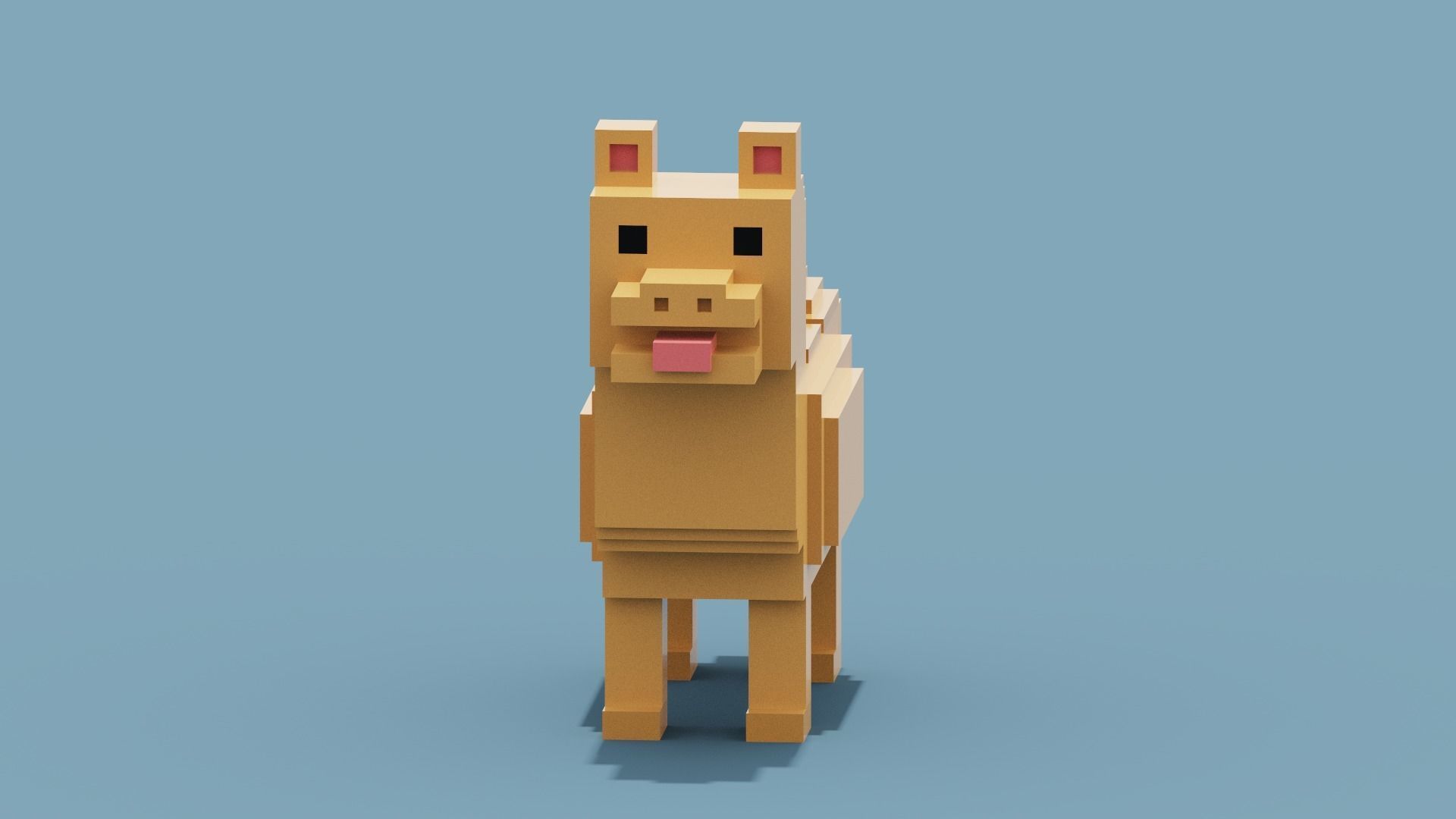 Voxel Camel Low-poly 3D model_11