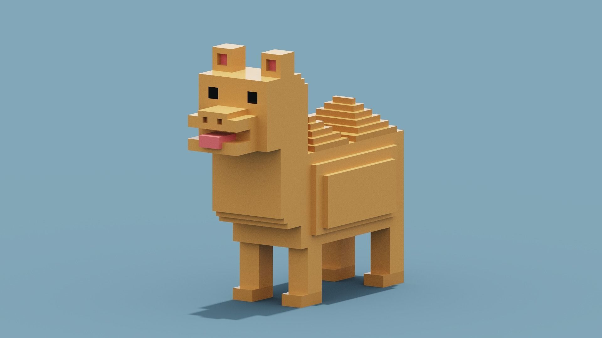 Voxel Camel Low-poly 3D model_1
