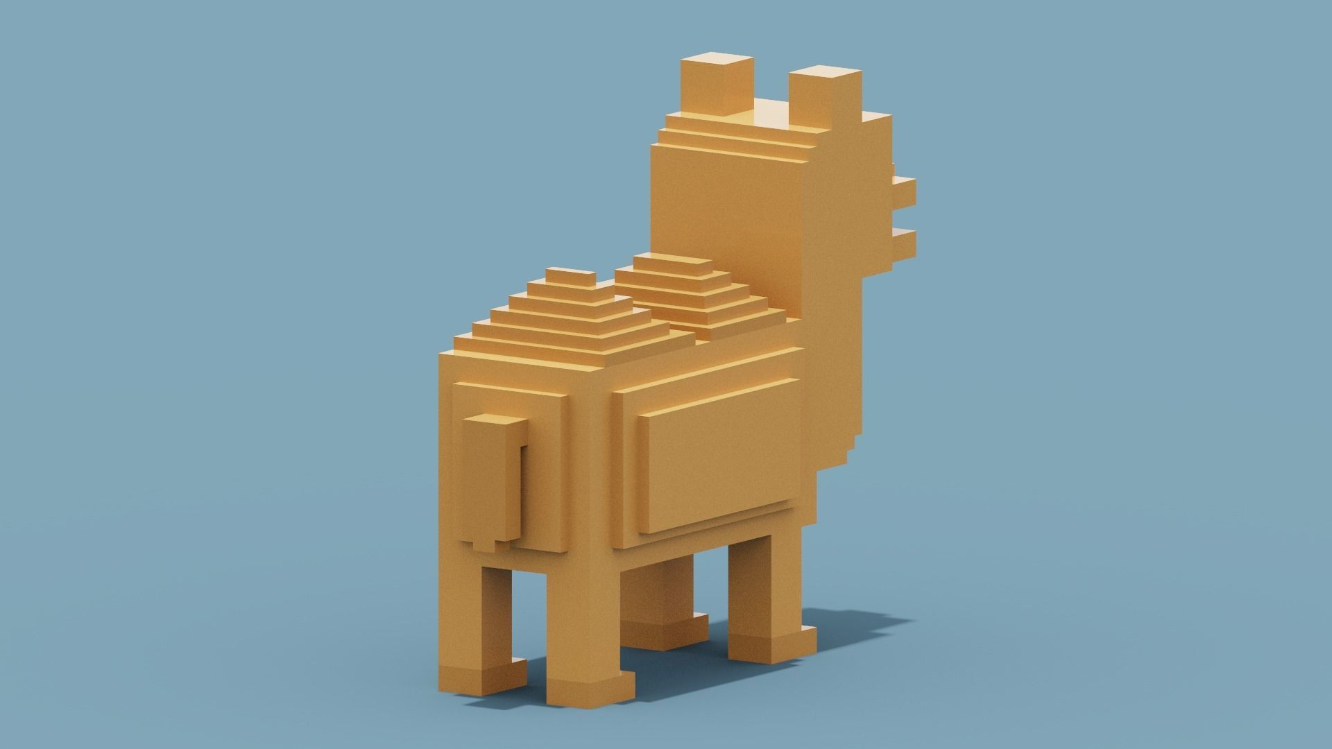 Voxel Camel Low-poly 3D model_7