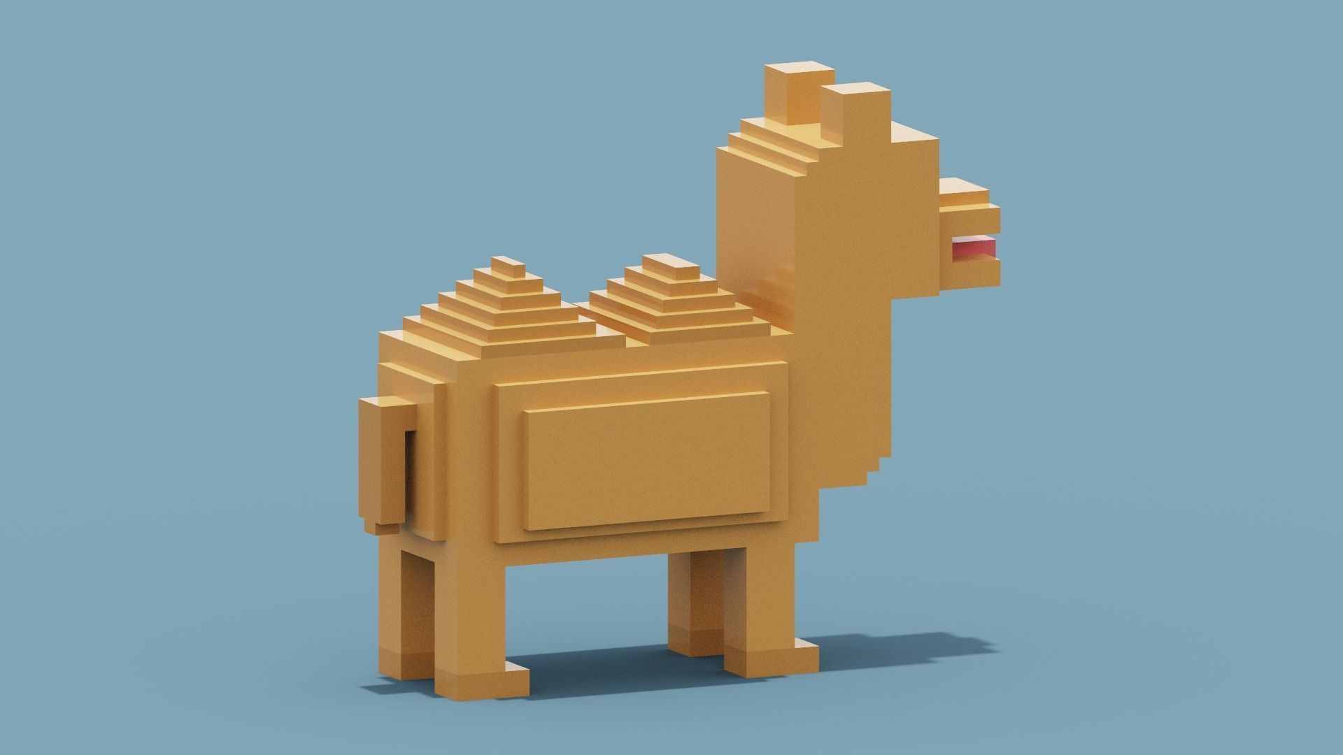 Voxel Camel Low-poly 3D model_8