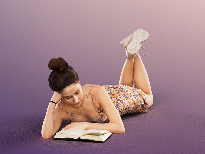 Camila 13040 - Lying Woman Reading A Book Low-poly 3D model