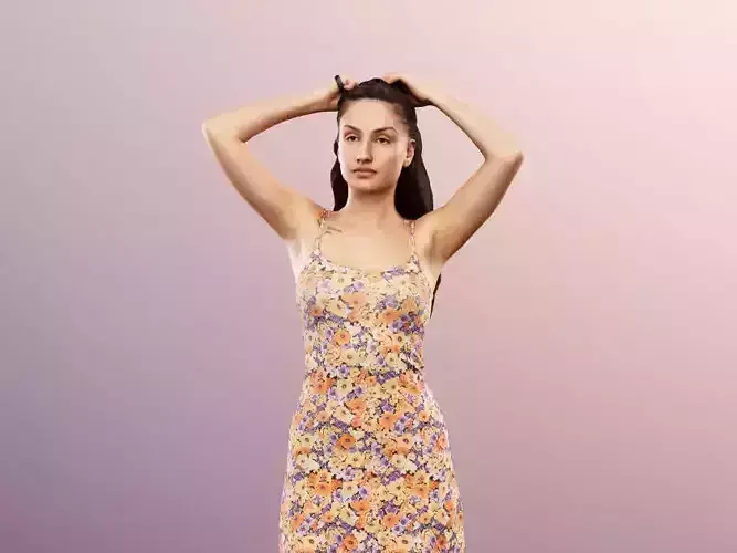 Camila 13038 - Standing Mediterranean Woman In Summer Dress Low-poly 3D model