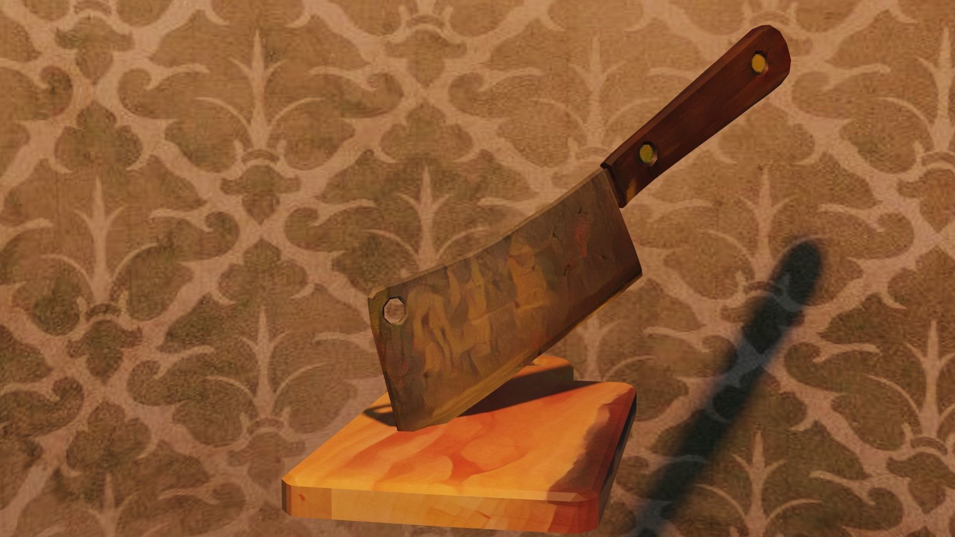 Vintage Butcher Knife Low-poly 3D model_4