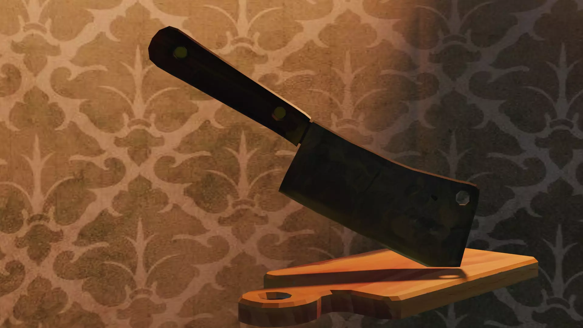 Vintage Butcher Knife Low-poly 3D model_0