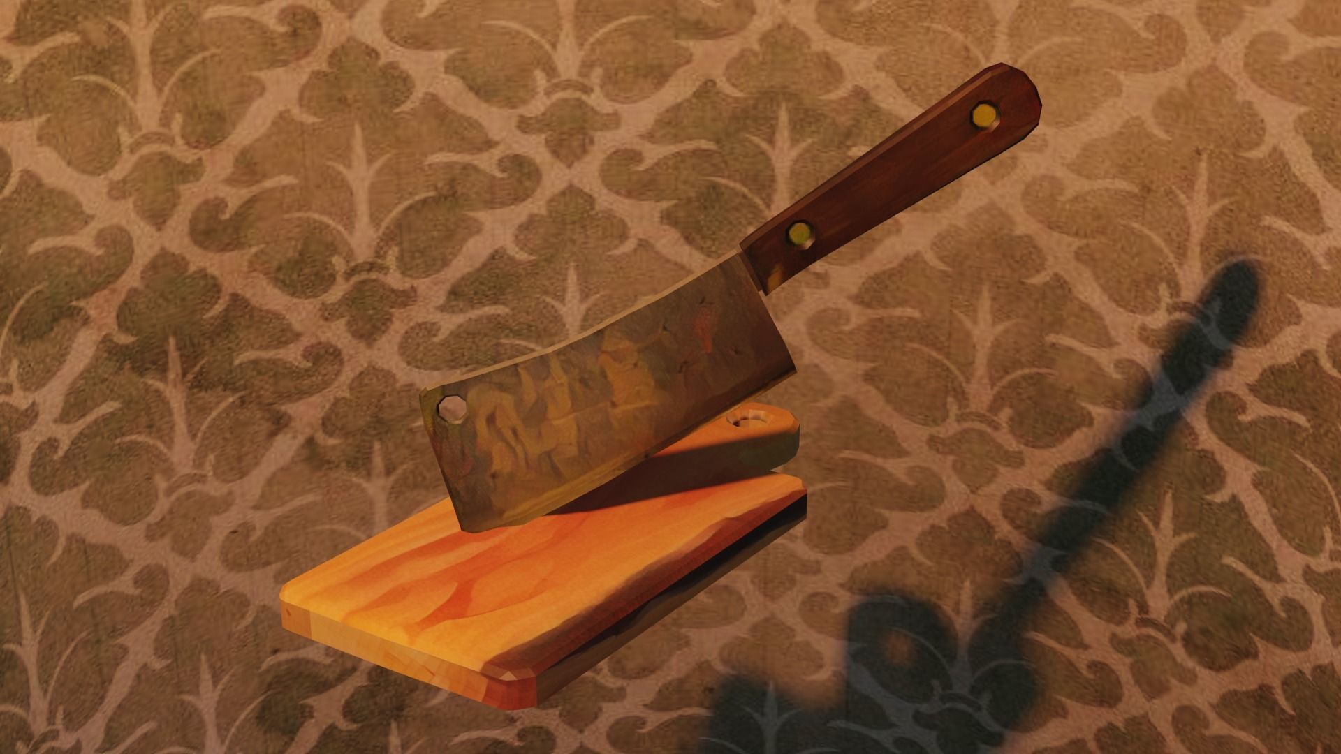 Vintage Butcher Knife Low-poly 3D model_1