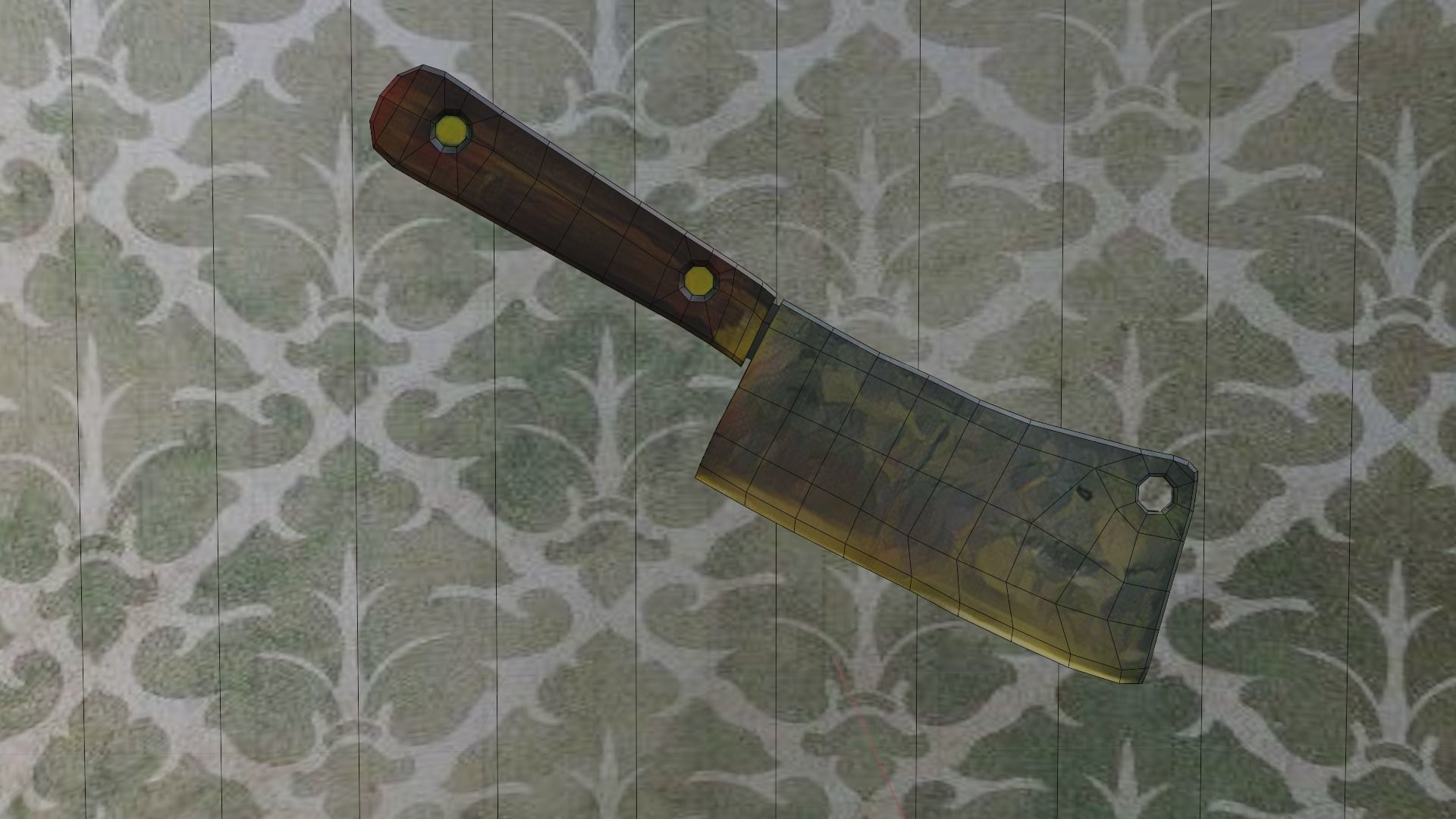 Vintage Butcher Knife Low-poly 3D model_3