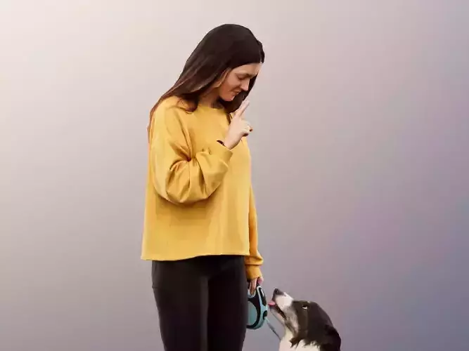Maria Cooper 12903 - Standing Casual Girl With Dog Low-poly 3D model