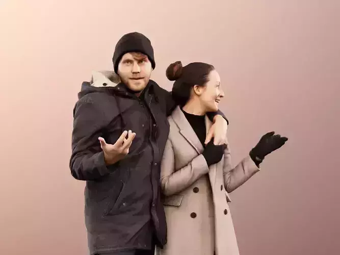 Noelle Silas 12746 - Talking Couple In Winter Outfits