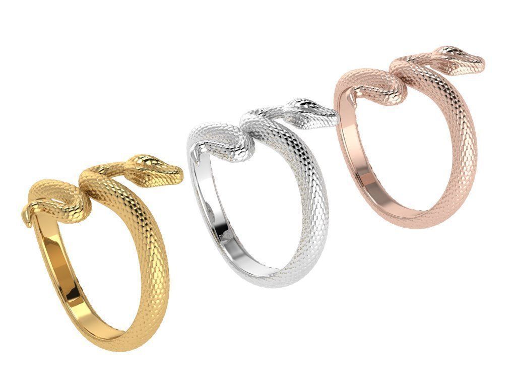 Ring298 snake ring gold 3D print model_4