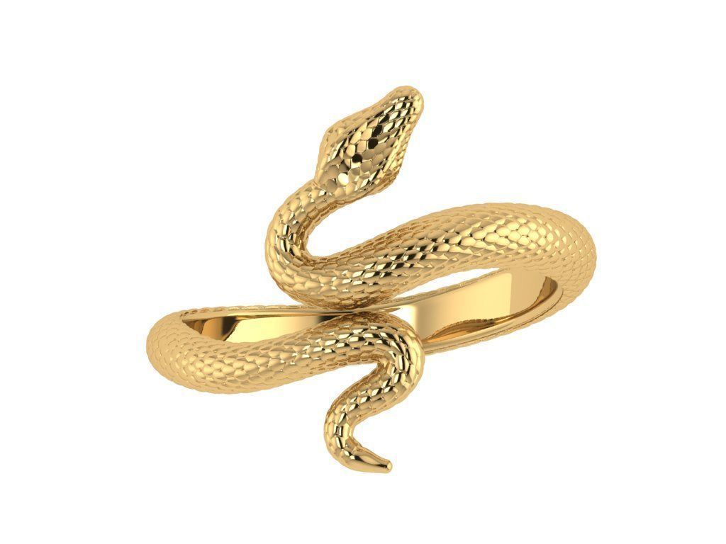Ring298 snake ring gold 3D print model_1