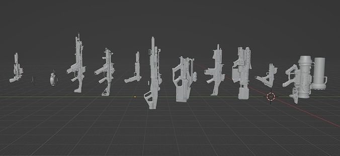 sci-fi weapon pack Low-poly 3D model