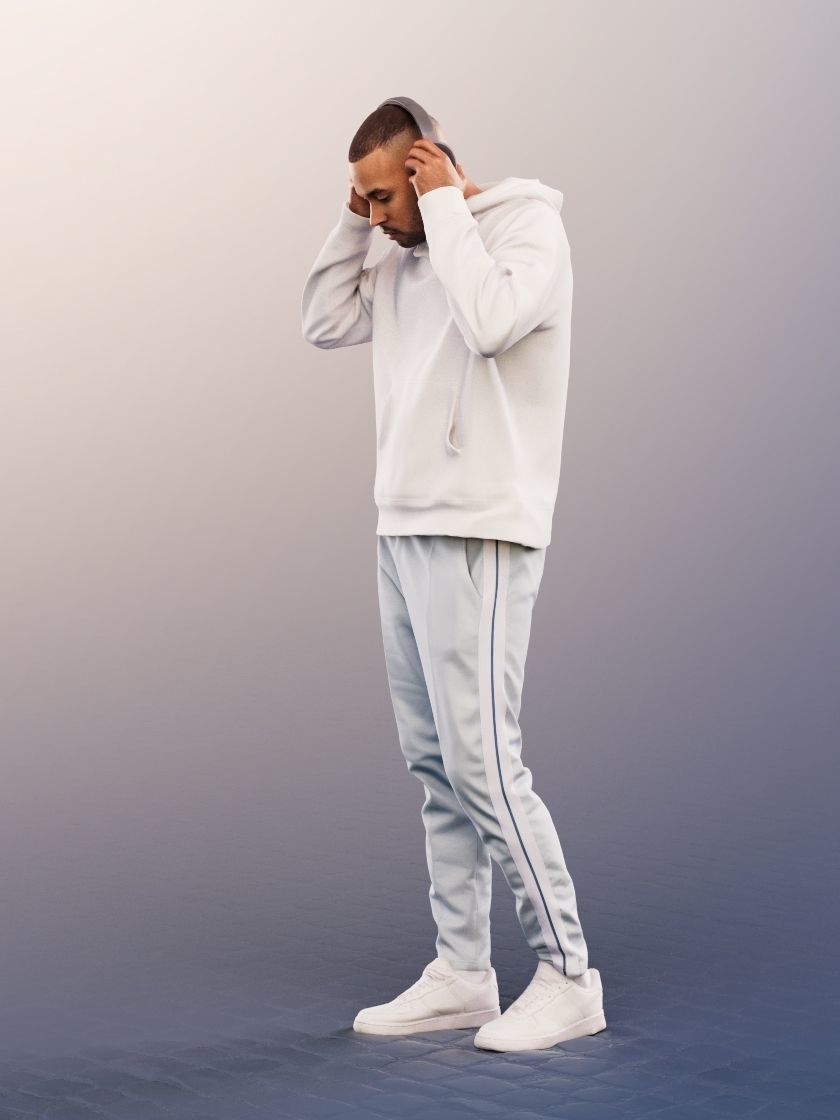 Jonny 12675 - Standing Casual Man With Headphones Low-poly 3D model_3