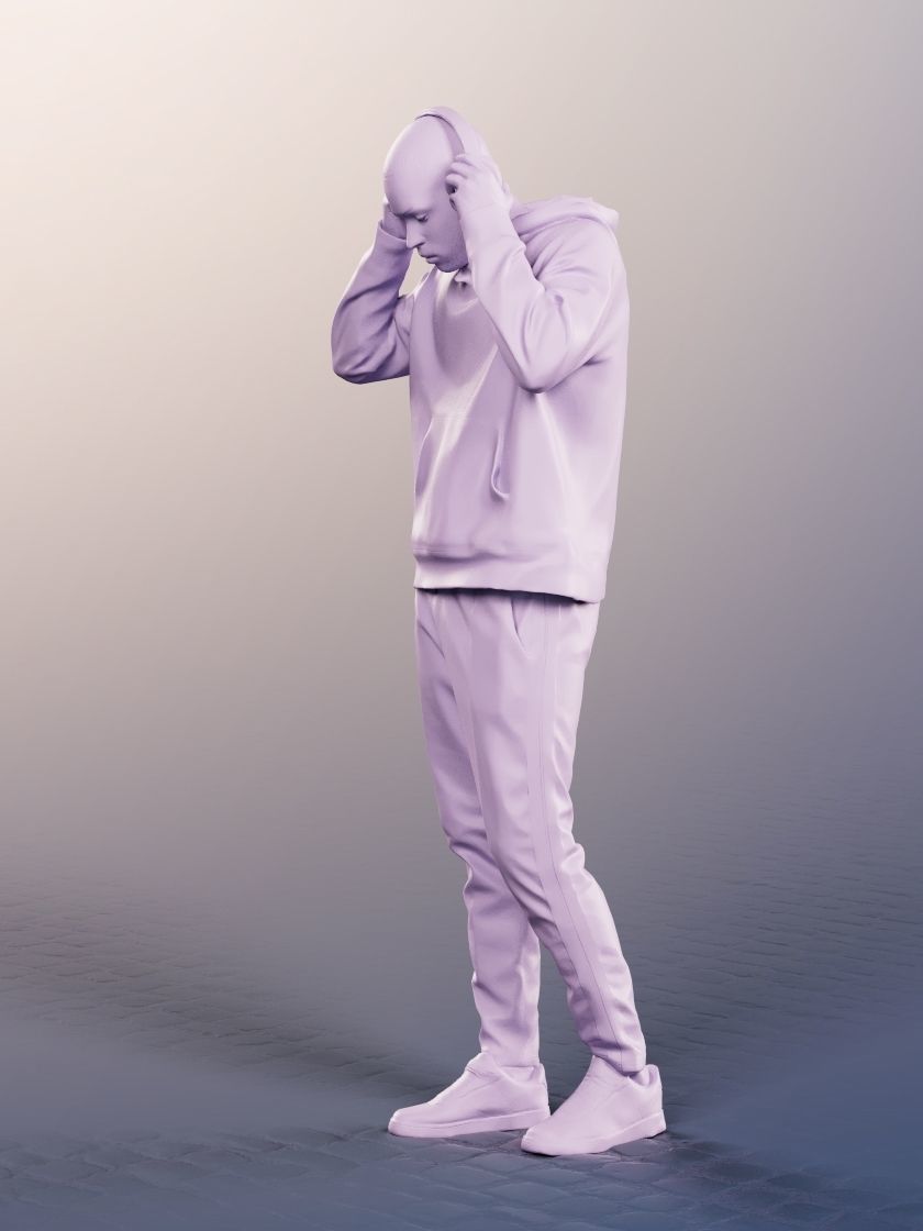 Jonny 12675 - Standing Casual Man With Headphones Low-poly 3D model_5