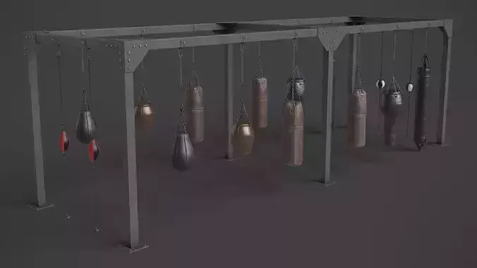 Metal Rack with Punching Bags