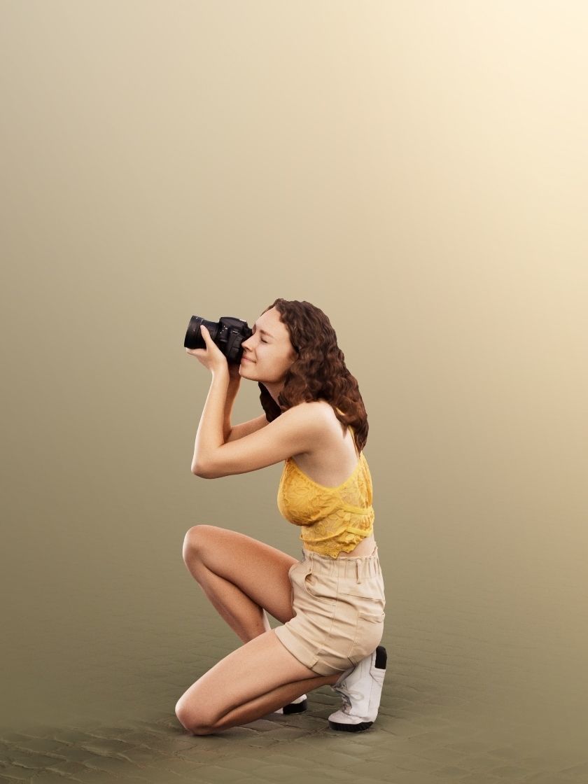 Nancy 12581 - Young Woman Taking Photo Summer Outfit Low-poly 3D model_3