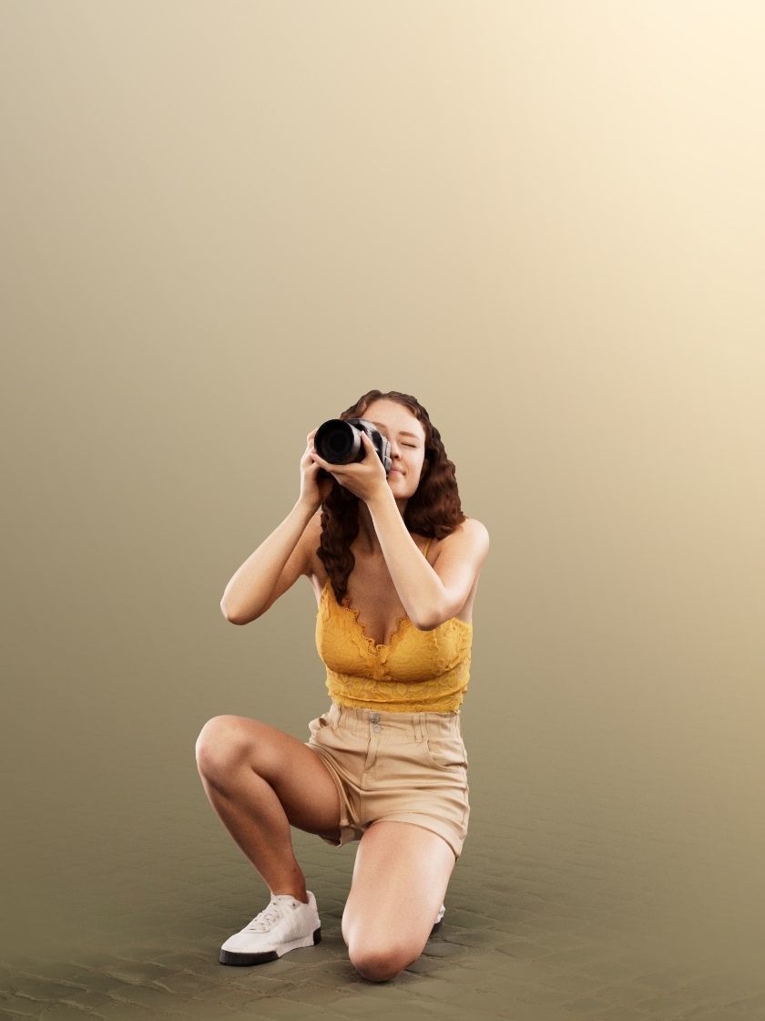 Nancy 12581 - Young Woman Taking Photo Summer Outfit Low-poly 3D model_2