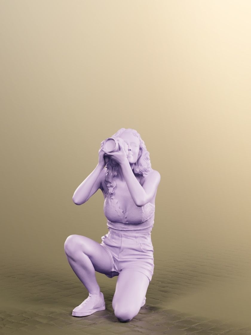 Nancy 12581 - Young Woman Taking Photo Summer Outfit Low-poly 3D model_4