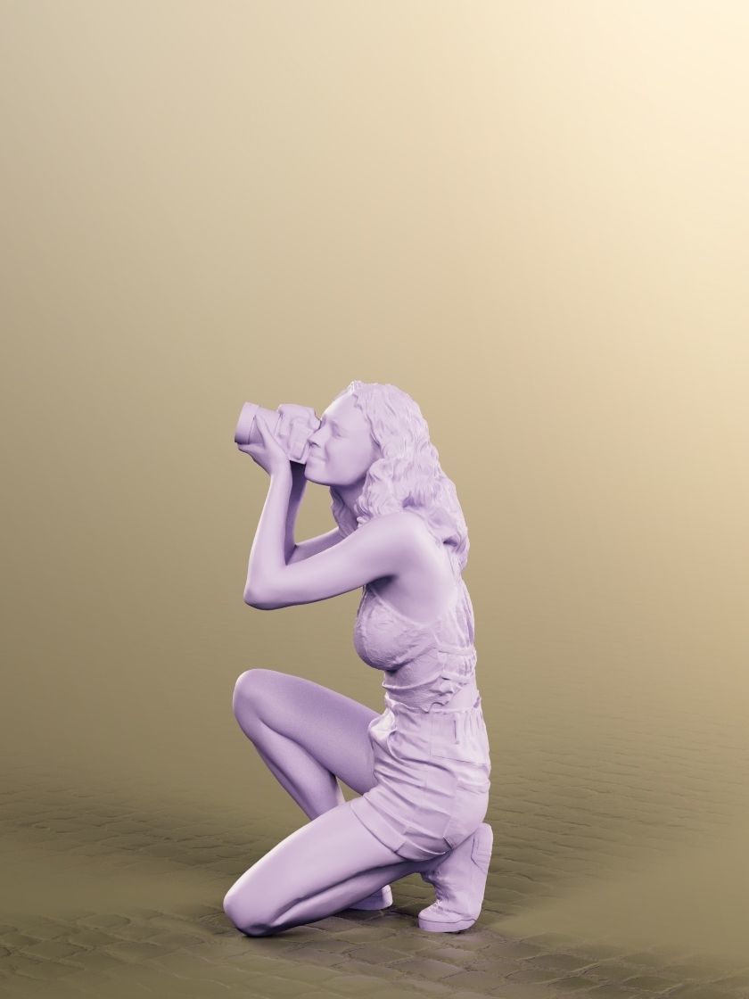 Nancy 12581 - Young Woman Taking Photo Summer Outfit Low-poly 3D model_5