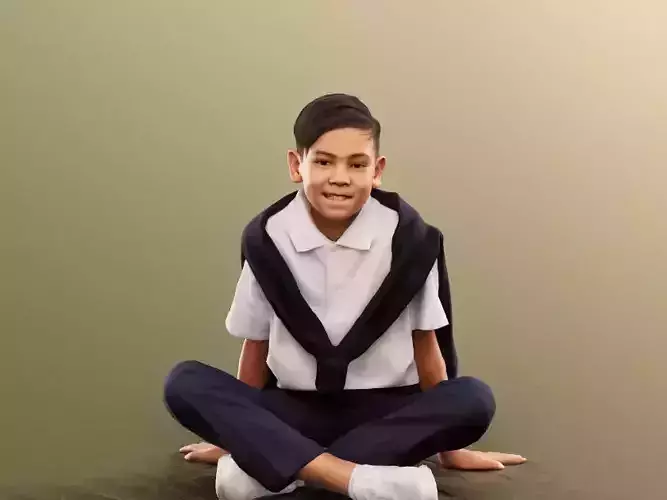 Jordan 12474 - Sitting Asian Schoolboy