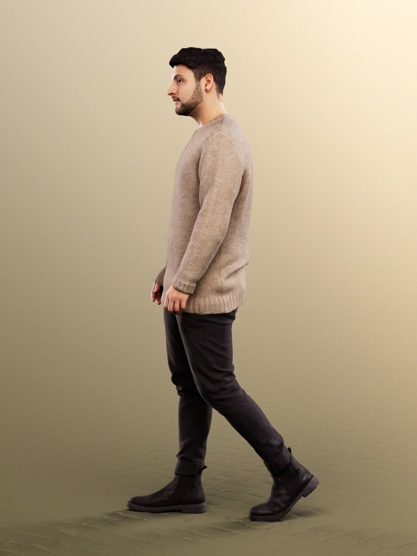 Sahin 12189 - Walking Casual Mediterranean Man Low-poly 3D model_3