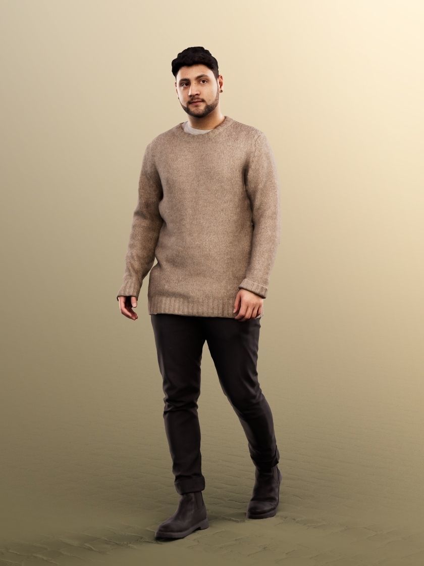 Sahin 12189 - Walking Casual Mediterranean Man Low-poly 3D model_2