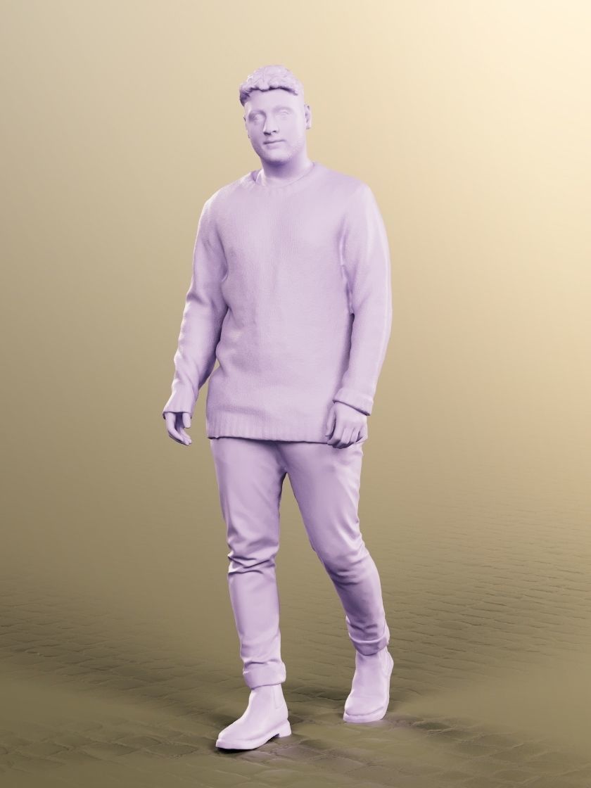 Sahin 12189 - Walking Casual Mediterranean Man Low-poly 3D model_4