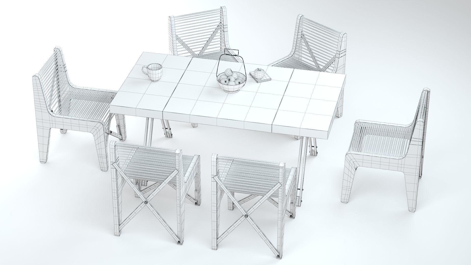 Collapsible  Wood Chair and Table 3D model_27