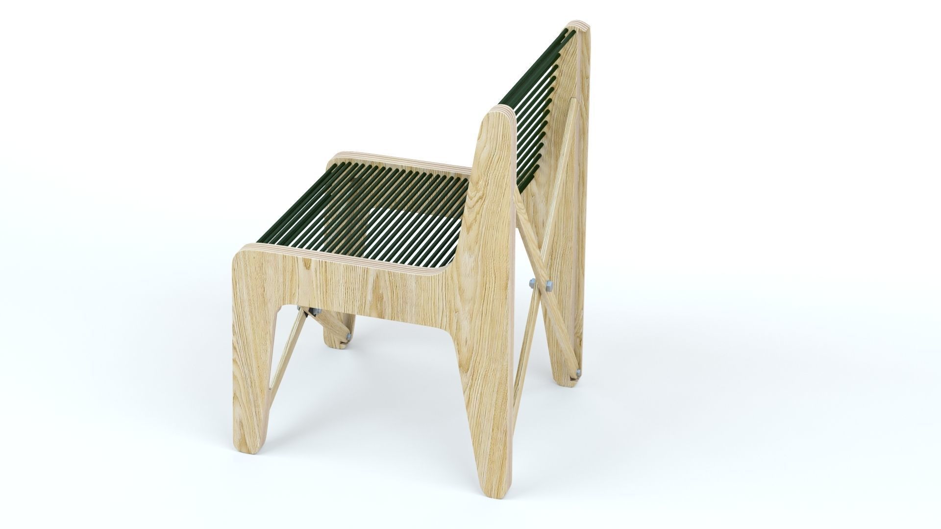 Collapsible  Wood Chair and Table 3D model_12