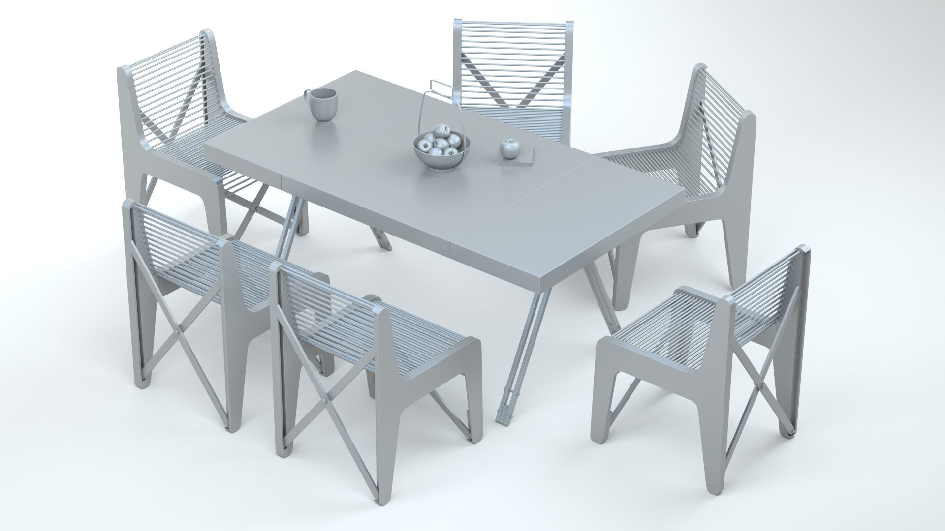 Collapsible  Wood Chair and Table 3D model_17