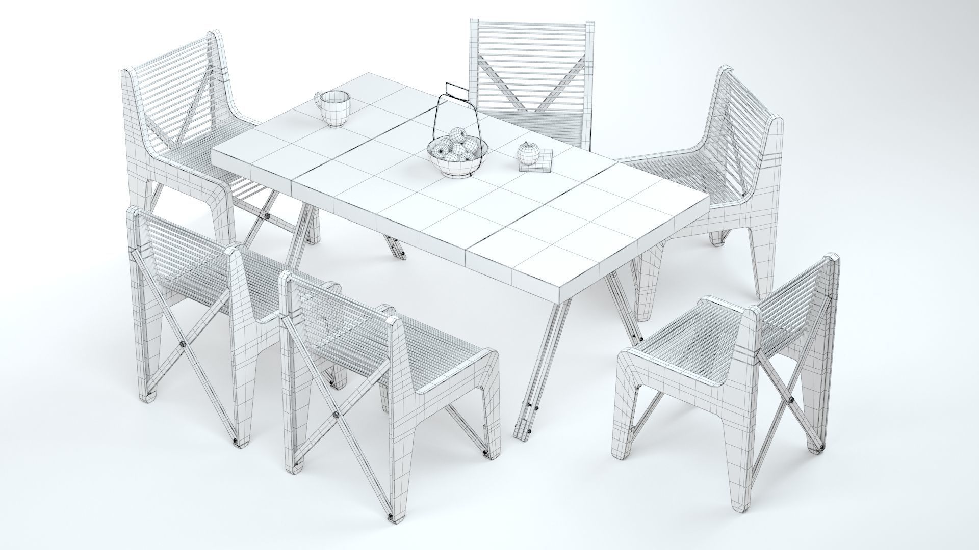 Collapsible  Wood Chair and Table 3D model_26