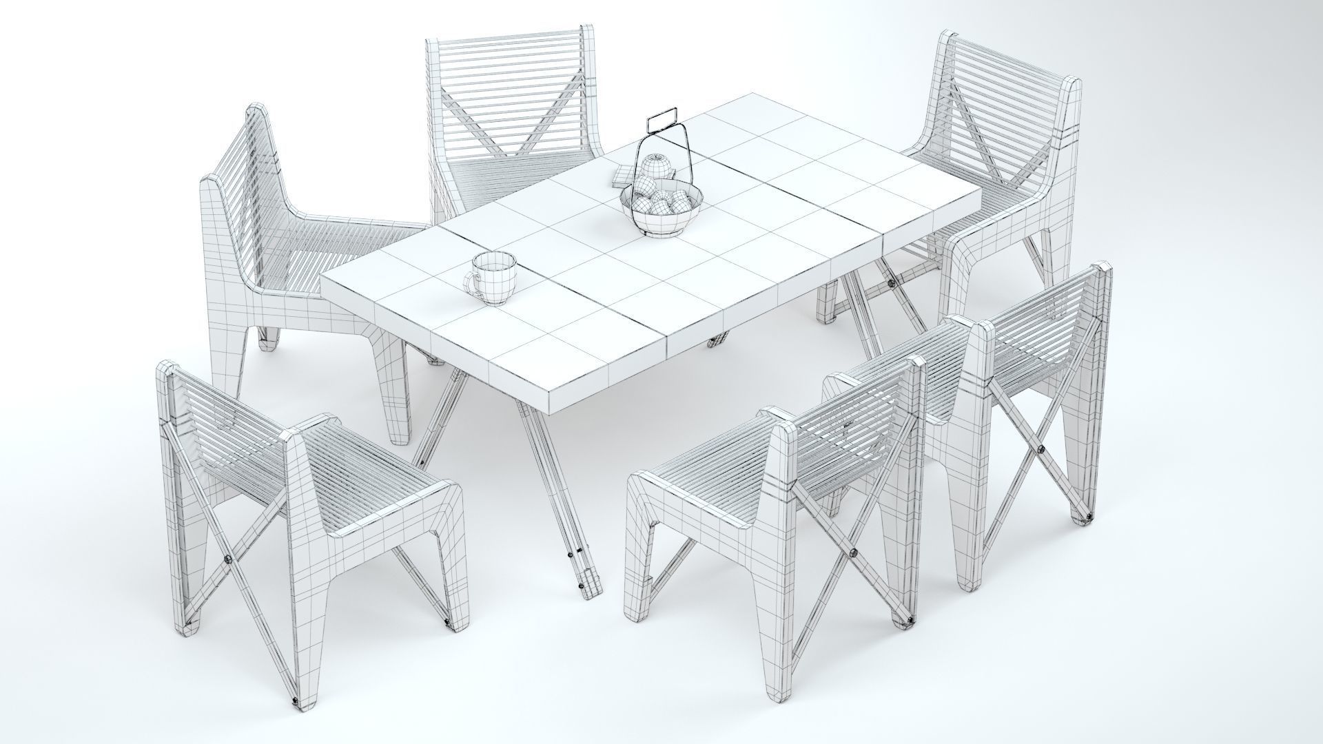 Collapsible  Wood Chair and Table 3D model_28