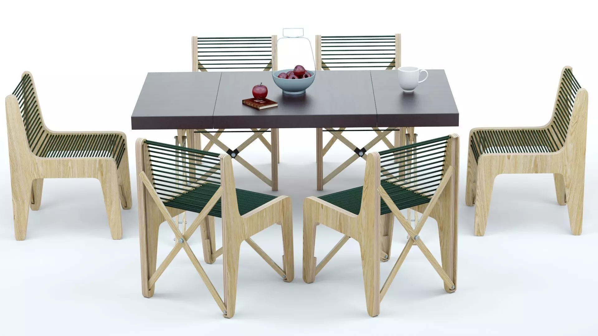 Collapsible  Wood Chair and Table 3D model_0