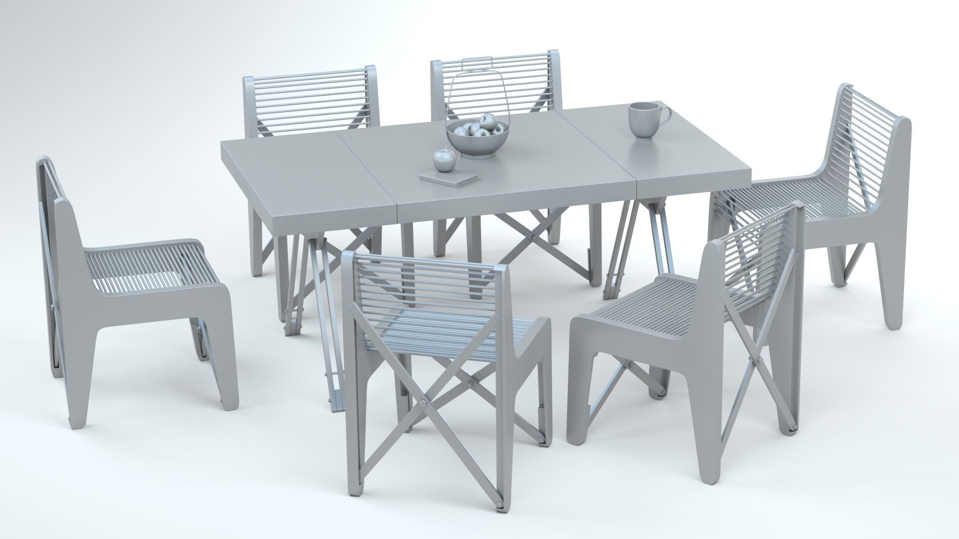 Collapsible  Wood Chair and Table 3D model_15