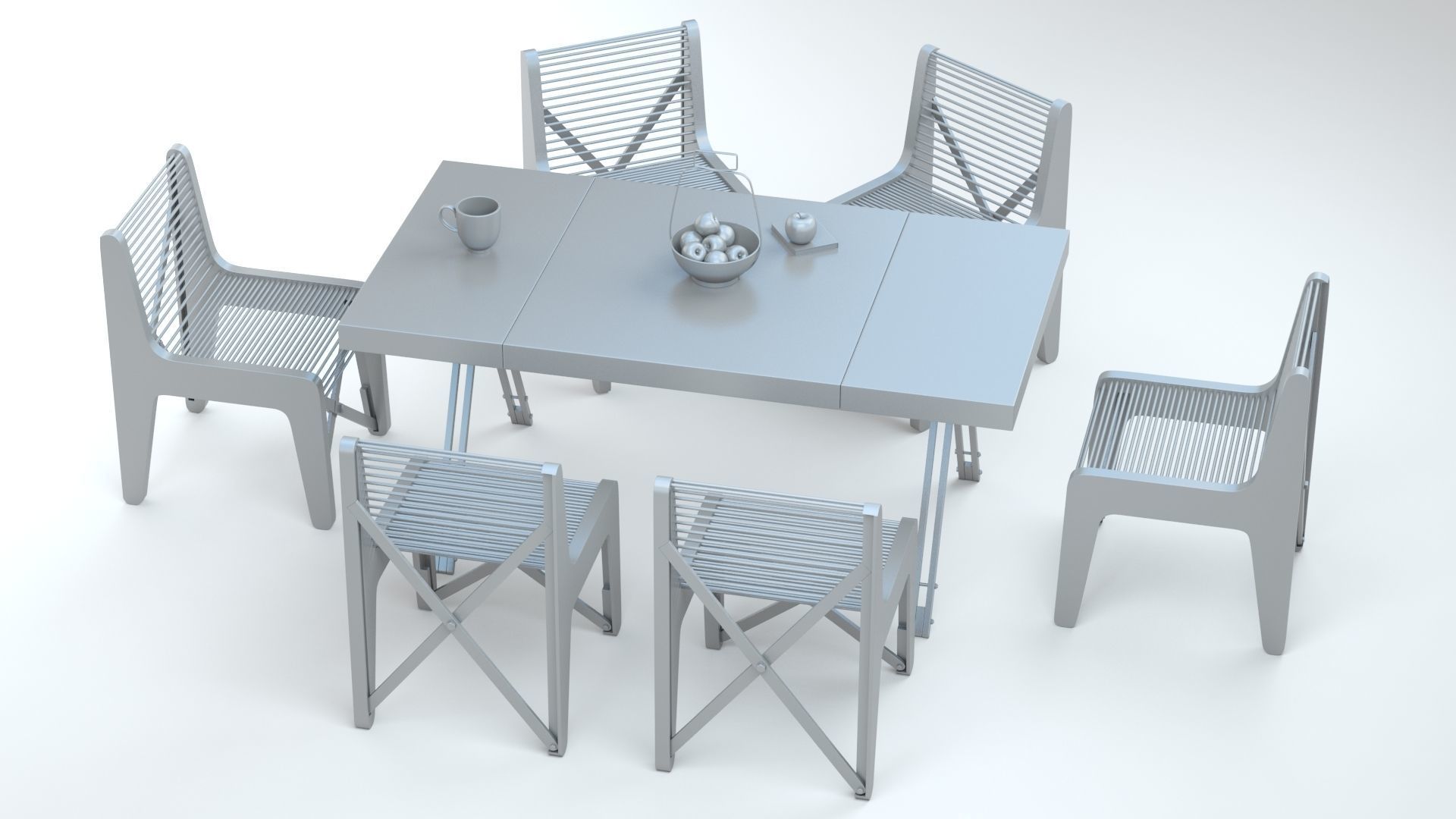 Collapsible  Wood Chair and Table 3D model_18