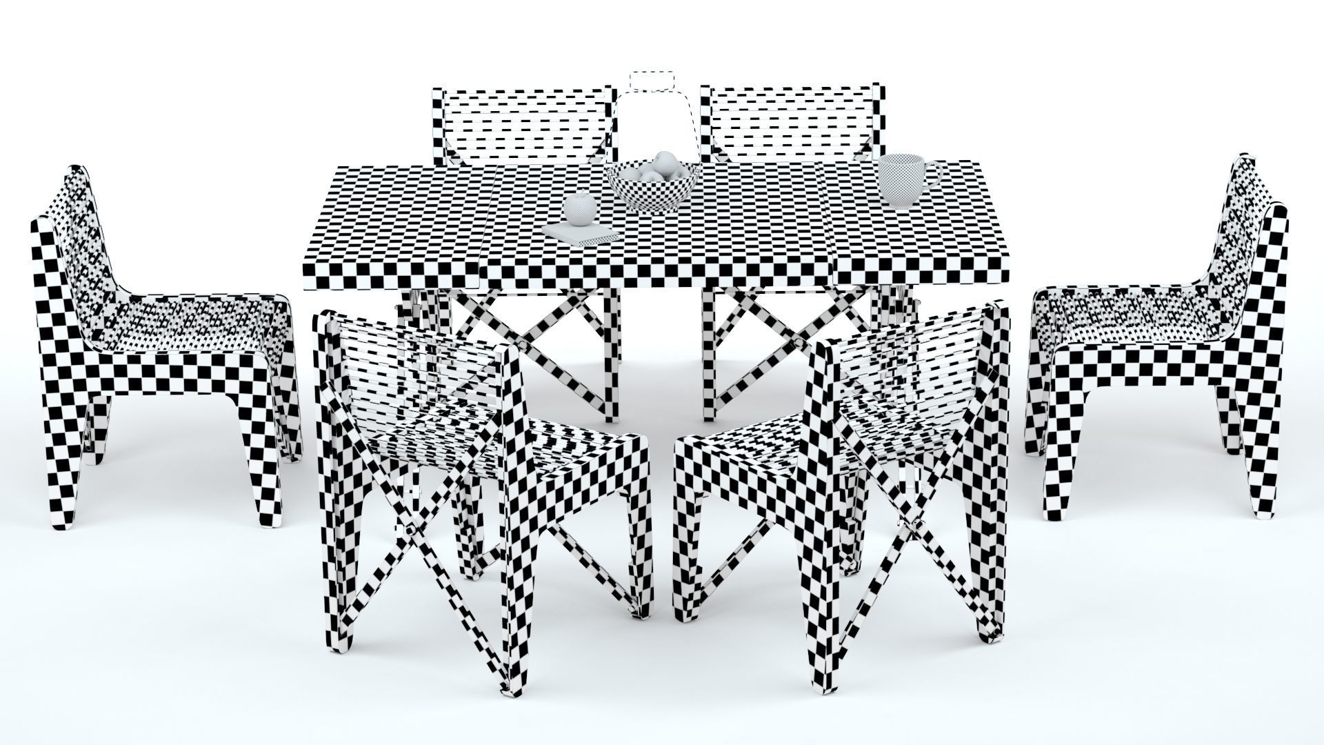 Collapsible  Wood Chair and Table 3D model_33