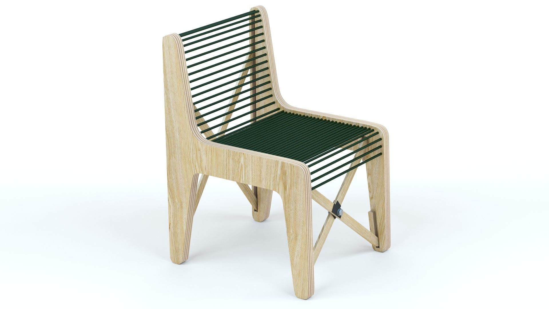 Collapsible  Wood Chair and Table 3D model_7