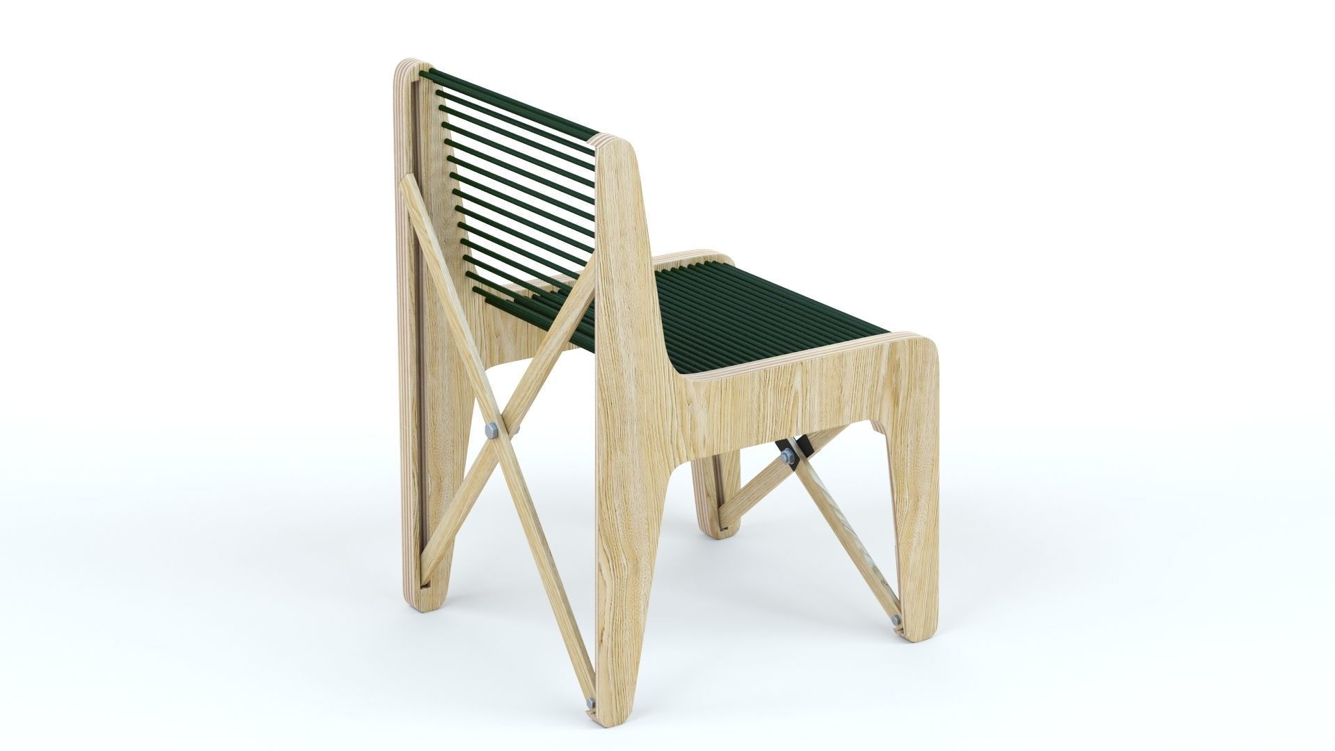 Collapsible  Wood Chair and Table 3D model_8