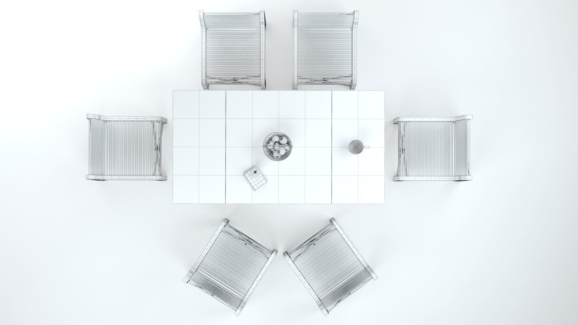 Collapsible  Wood Chair and Table 3D model_32