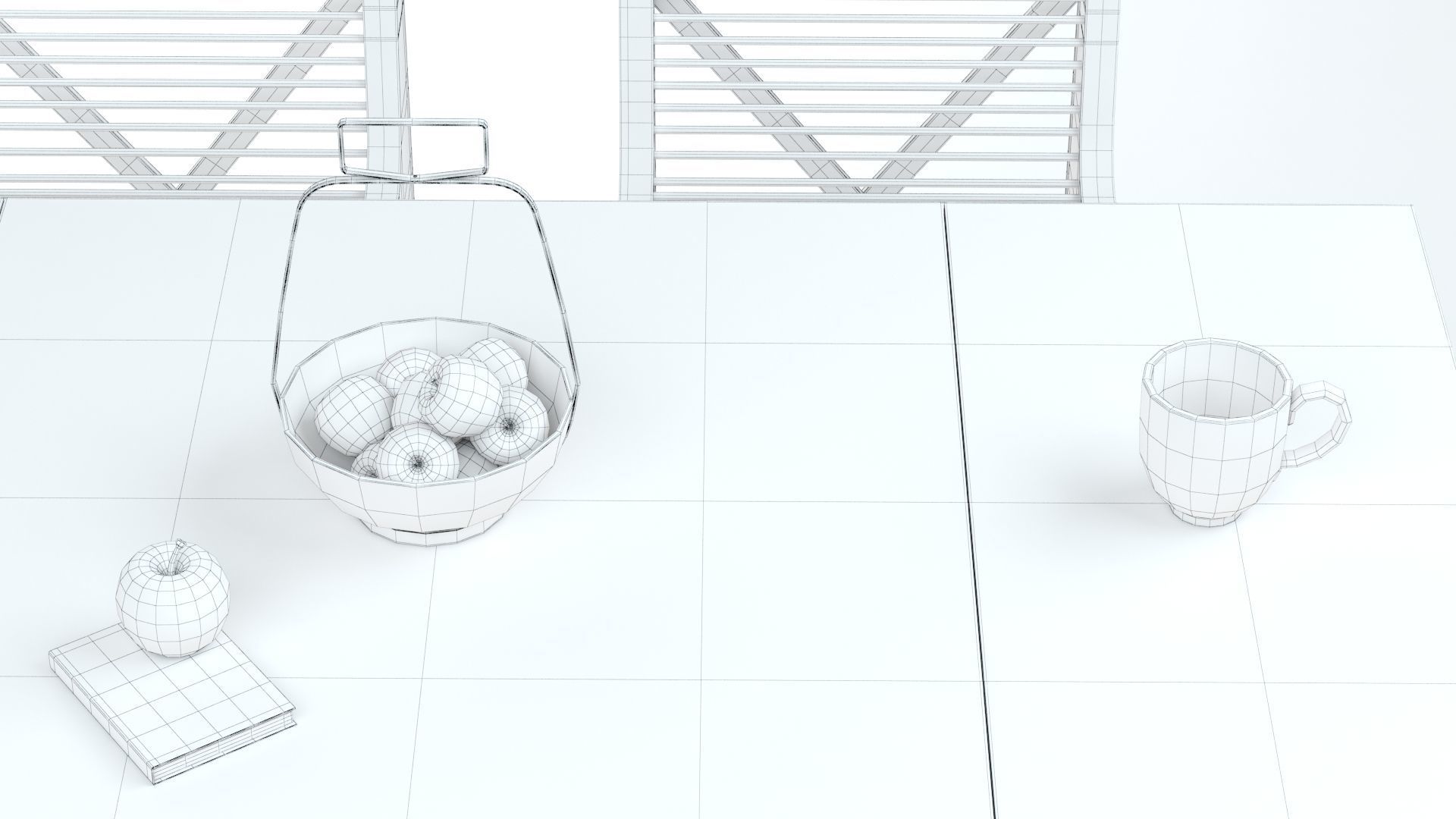 Collapsible  Wood Chair and Table 3D model_31