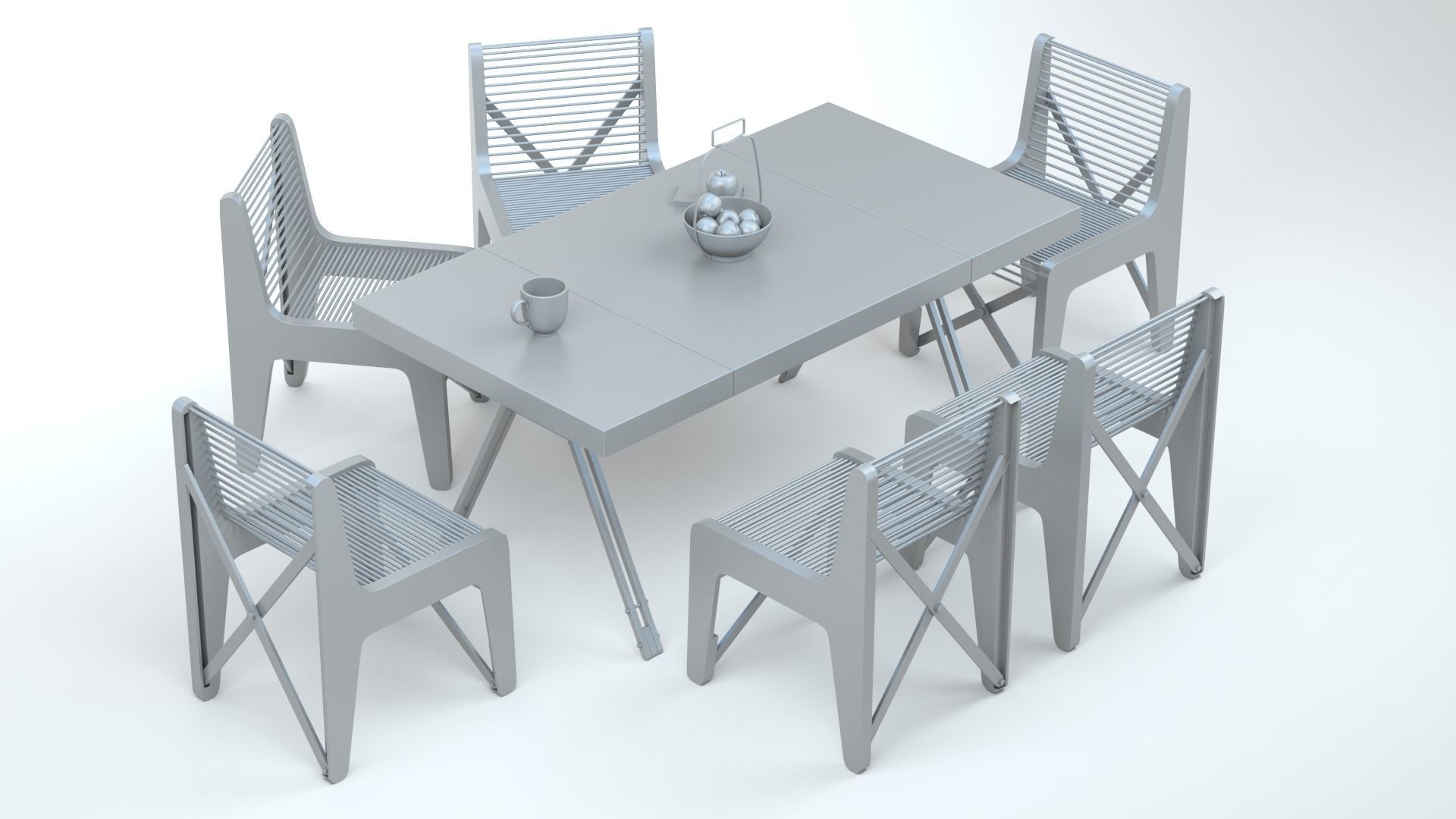 Collapsible  Wood Chair and Table 3D model_19