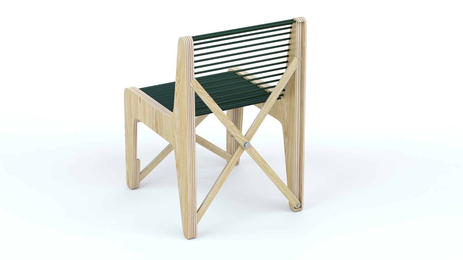 Collapsible  Wood Chair and Table 3D model_11